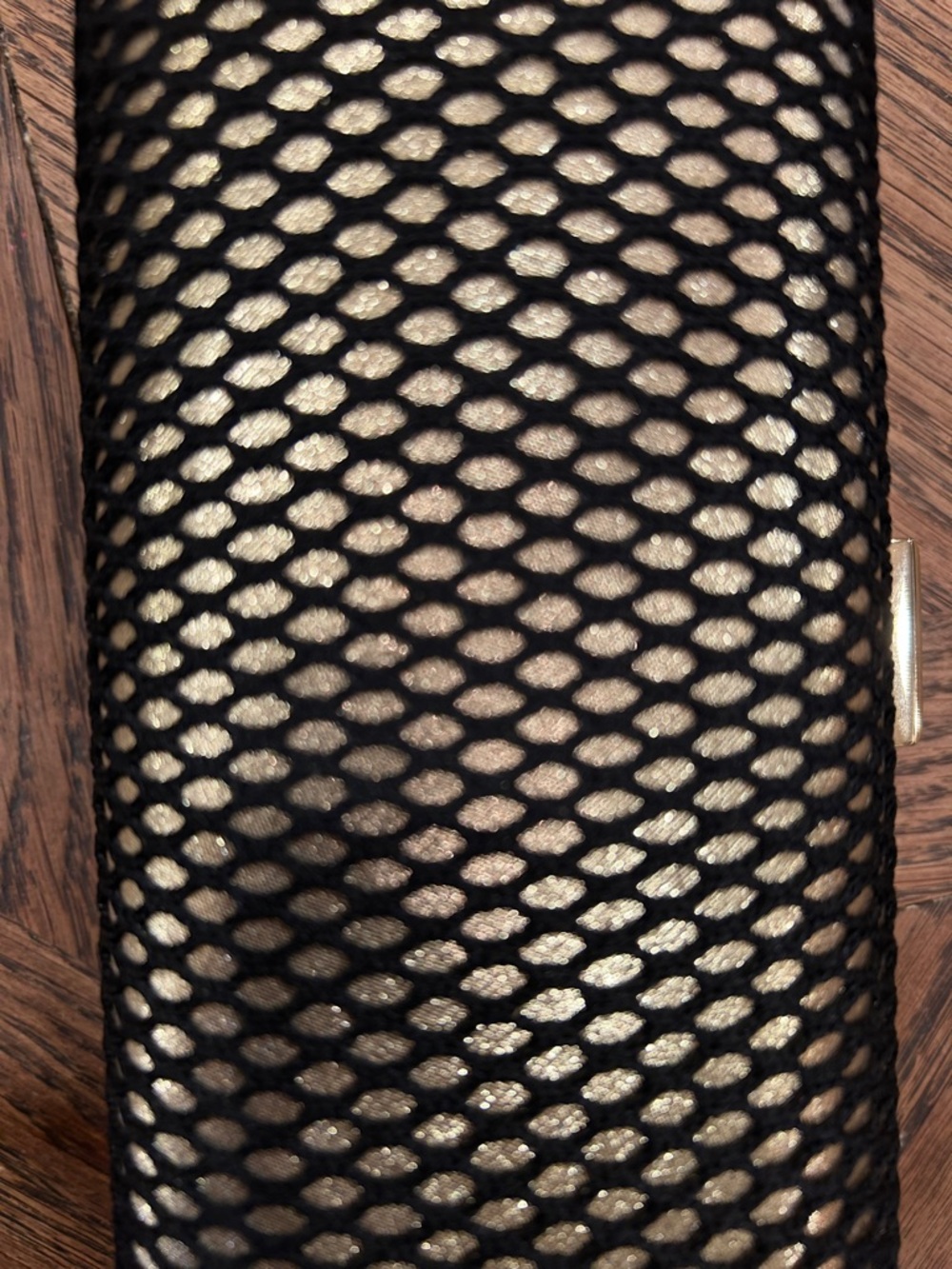 Kate Landry Black Mesh Over Gold Hard-Case Evening Clutch - Picture 4 of 6